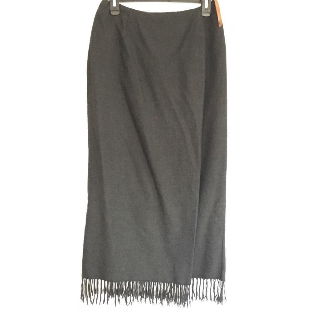 Valerie Stevens woolmark gray long tassel skirt